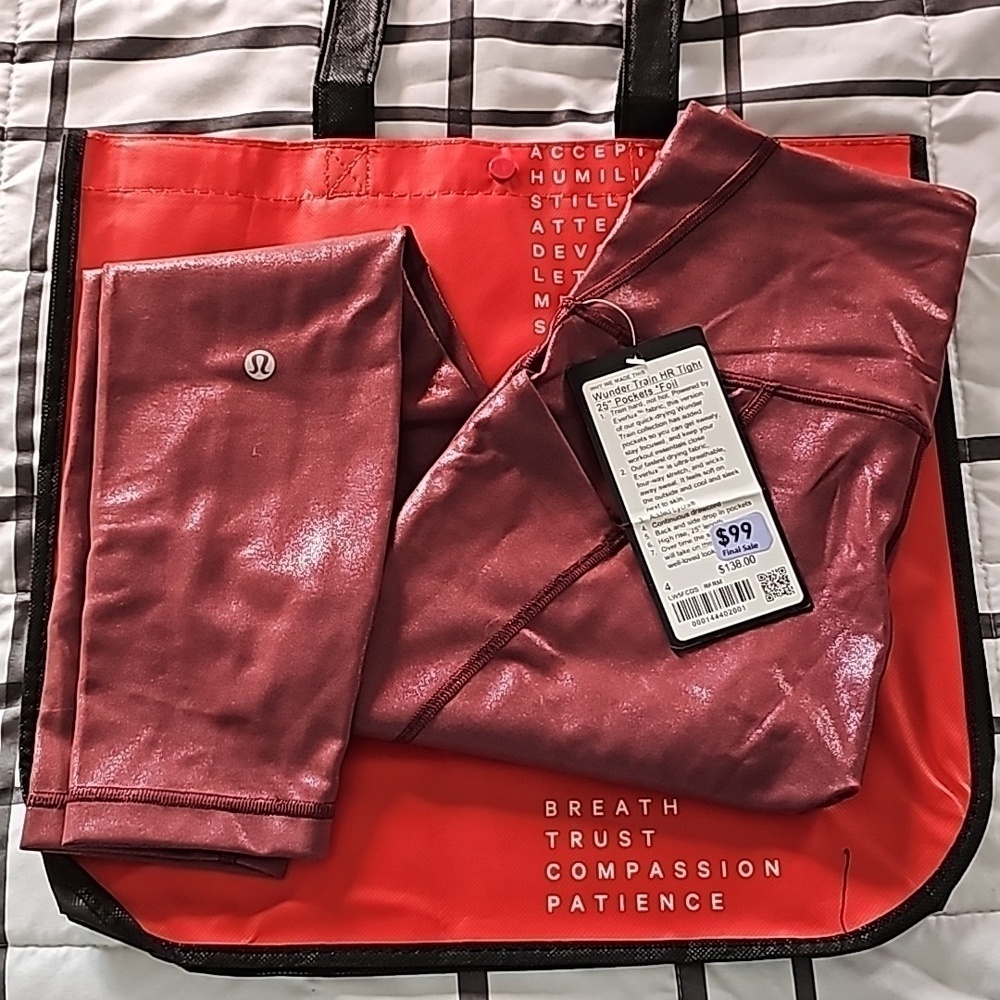 * NWT LULULEMON Lululemon Wunder Train High-Rise Tight Pockets 25 Red Merlot